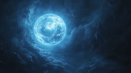 Wall Mural - a luminous blue celestial body surrounded by cosmic clouds