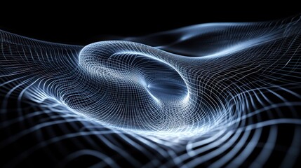 Poster - Abstract glowing network; data flow; dark background; tech concept