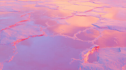 Poster - Vibrant desert landscape with dry cracked earth at sunset