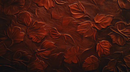 Poster - Elegant embossed leather texture with intricate floral patterns for design and decor