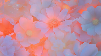 Aufkleber - Vibrant foam cutout flowers background for creative design and decoration