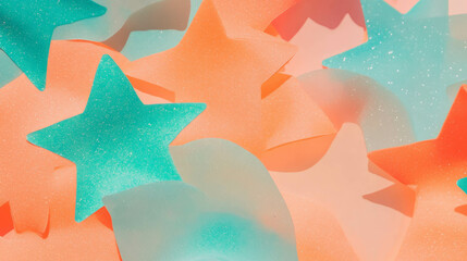 Poster - Colorful foam cutout stars on abstract background for creative design