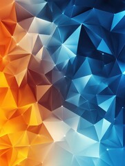 Poster - Blue and orange geometric polygonal grunge background. Hi-tech low poly banner vector design