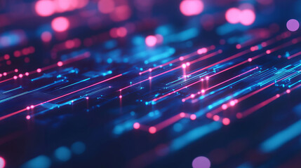 Poster - Futuristic technology background with intricate neon patterns for digital design