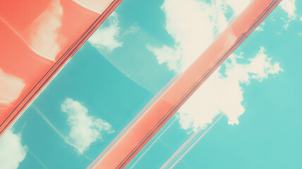 Poster - Colorful glass roof with sky reflections in abstract design