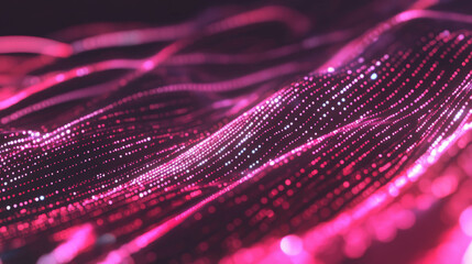 Poster - Futuristic digital landscape with glowing binary code and dynamic flowing patterns
