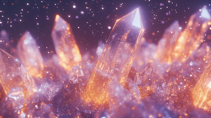 Poster - Enchanting glowing crystals texture with sparkling light effects for design