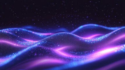 Fototapete - Vibrant energy waves with glowing particles in futuristic abstract background