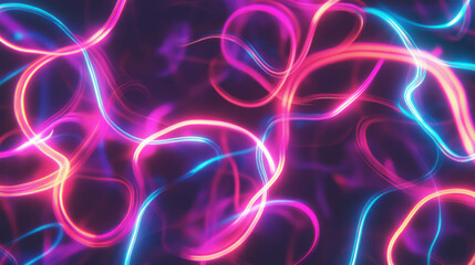 Poster - Abstract glowing neon lines on dark background for modern design and technology concepts