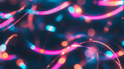 Poster - Vibrant glowing neon lines against a dark background for modern design