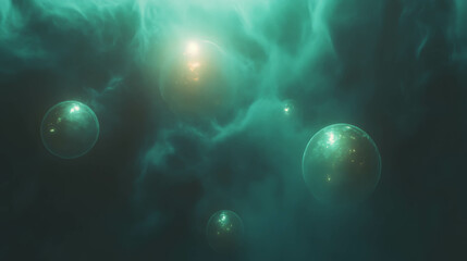 Poster - Enchanting glowing orbs in ethereal light for dreamy designs