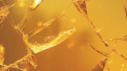 Poster - Abstract background of gold broken glass with geometric fragments