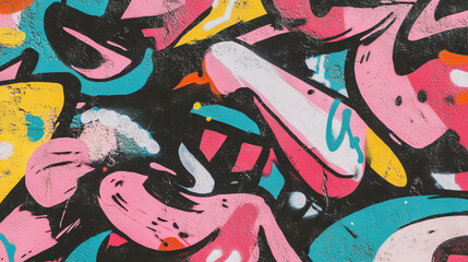 Poster - Vibrant urban graffiti art texture on a colorful concrete wall for creative design