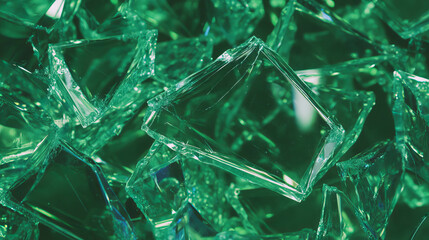 Poster - Green broken glass texture with jagged edges for creative background design