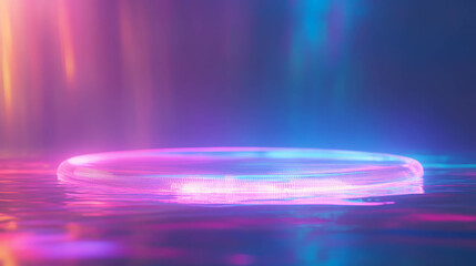 Poster - Futuristic holographic background with floating light displays for digital art and design