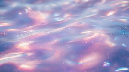 Poster - Iridescent holographic surface with soft pastel waves for creative design