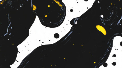 Poster - Abstract ink blot background with black and yellow stains for creative design