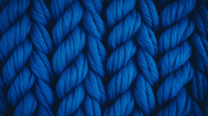 Poster - Chunky knit texture in vibrant blue wool for cozy background design