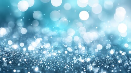 Wall Mural - Abstract image featuring defocused sparkling bokeh lights in blue tones