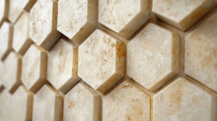 Wall Mural - close up image shows repeating hexagonal pattern wall texture