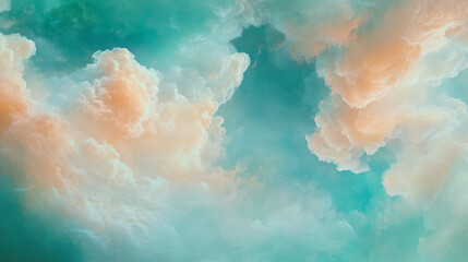 Poster - Dreamy cloudscape background with soft edges and pastel hues for art design