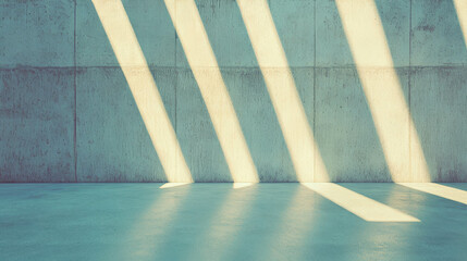 Poster - Modern minimalist concrete wall with sunlit beams for architecture and design