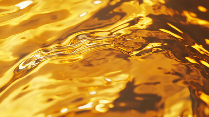 Poster - Golden liquid metal surface with ripples - abstract background design