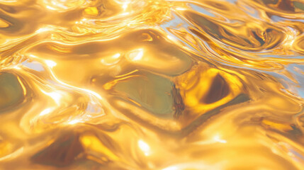 Poster - Abstract liquid metal texture with flowing golden waves for modern design