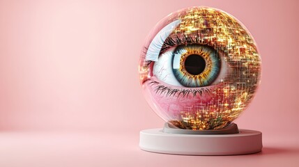 Poster - Pink background with a photo displayed in the center of the image for creative designs and artwork