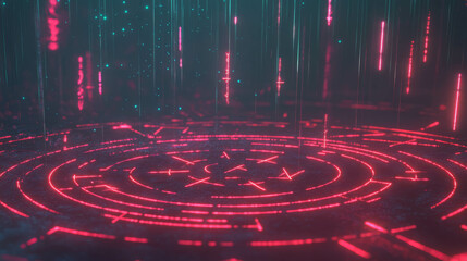Aufkleber - Enchanting magical runes with glowing lines for fantasy background design