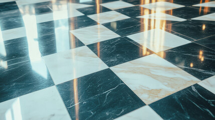 Aufkleber - Elegant marble floor with geometric patterns for interior design inspiration