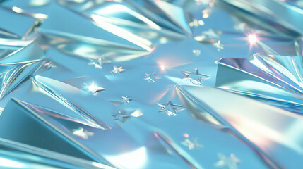 Poster - Metallic star cutout background with geometric sharp edges for futuristic design