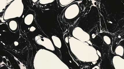 Poster - Abstract ink blots and overlapping shapes in black and white design concept