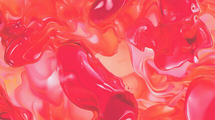 Poster - Abstract fluid art with vibrant red ink blots on smooth background
