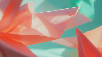 Poster - Origami paper texture with folded shapes for creative design and craft projects