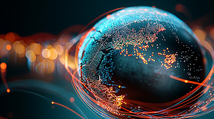 Poster - Global connectivity through data visualization digital world infographics virtual space creative perspective technology trends