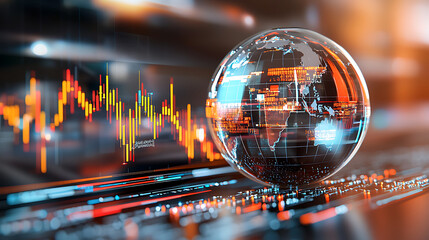 Poster - Global financial trends analysis digital environment data visualization technology sector innovative concept