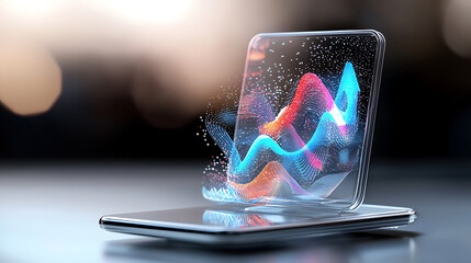 Poster - Dynamic data visualization digital workspace 3d graphics modern technology close-up insights on trends