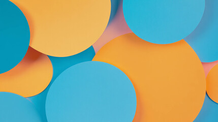 Poster - Colorful abstract background with overlapping paper cutout circles for modern design