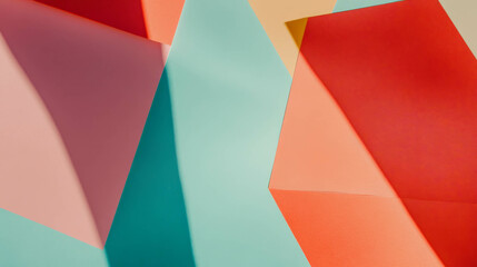 Poster - Colorful abstract background with geometric paper cutout shapes for modern design