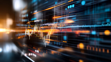 Poster - Dynamic digital waveforms illustrating sound visualization technology lab infographic abstract environment close-up viewpoint