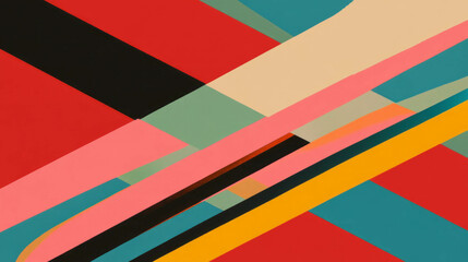 Poster - Abstract geometric design with colorful parallel lines in dynamic composition