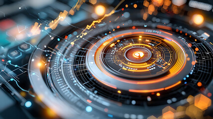 Poster - Innovative data visualization displaying tech trends digital space graphic design virtual environment close-up view modern concept