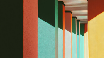 Poster - Colorful abstract architecture with parallel lines and shadows