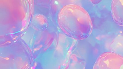 Poster - Dreamy abstract pastel clouds with iridescent bubbles for creative design and backgrounds