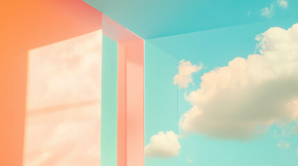 Aufkleber - Dreamy scene of pastel colored clouds and soft light for relaxing atmosphere