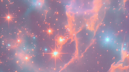 Poster - Dreamy pastel stars and sparkling galaxy background for design