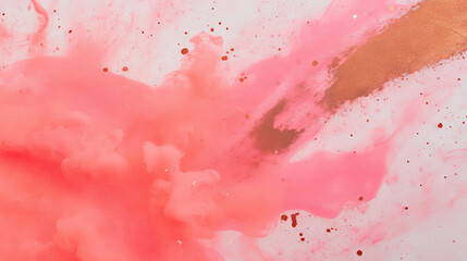 Poster - Abstract pink ink blot with brown splatter background for artistic design