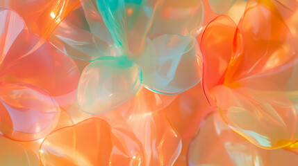 Poster - Vibrant abstract background with translucent plastic cutout flowers for creative design