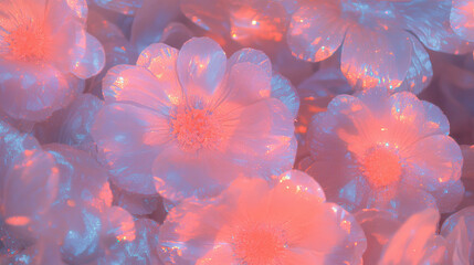 Aufkleber - Glittering plastic cutout flowers background for creative design